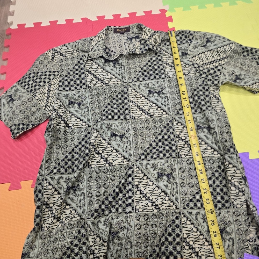 Danar Hadi Solo Batik Men's XL Shirt Geometric Pattern Short Sleeve Casual‎ Top